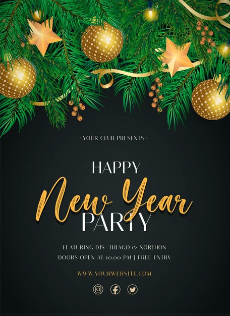 Modèle d'affiche de fête du nouvel an élégant