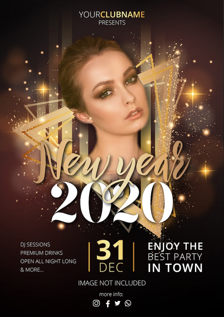 Vecteur gratuit modèle d'affiche de fête du nouvel an de luxe