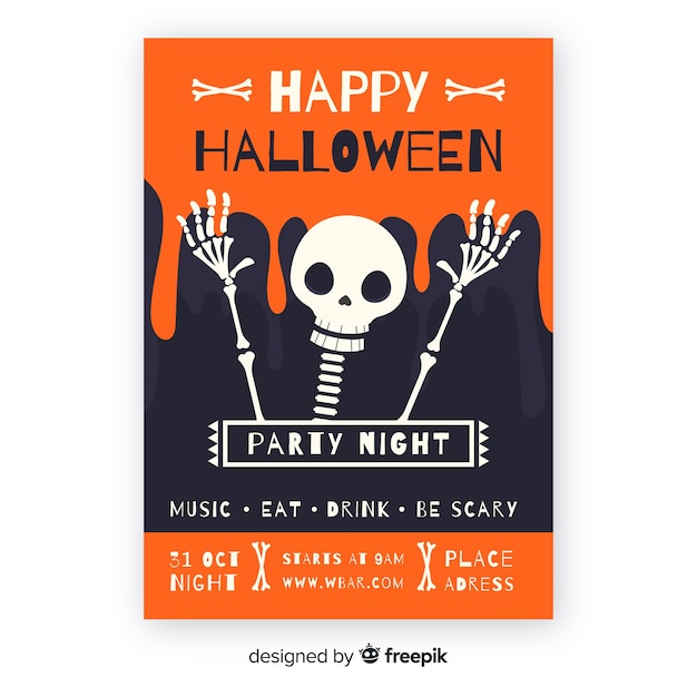 Modèle D'affiche Fête Halloween Design Plat