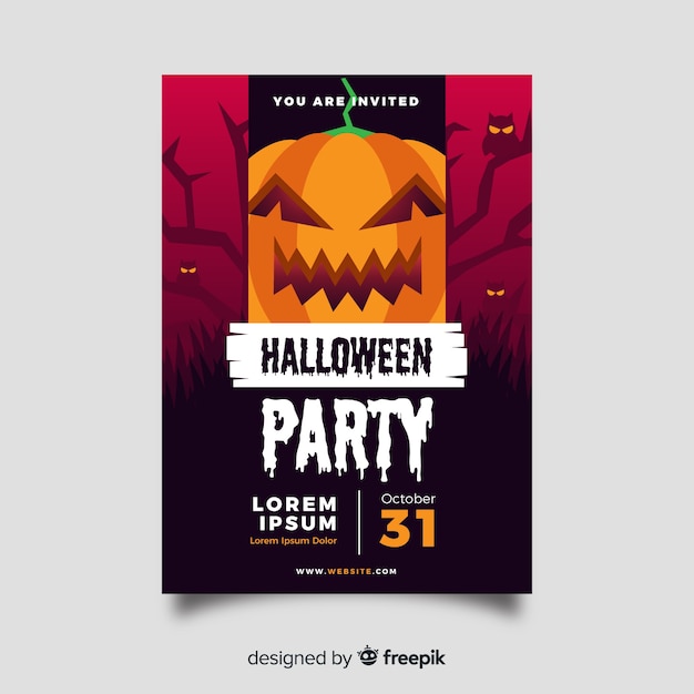 Vecteur gratuit modèle d'affiche fête halloween design plat