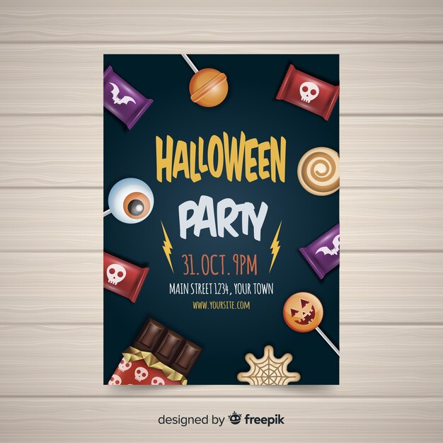 Vecteur gratuit modèle d'affiche de fête halloween moderne avec un design réaliste