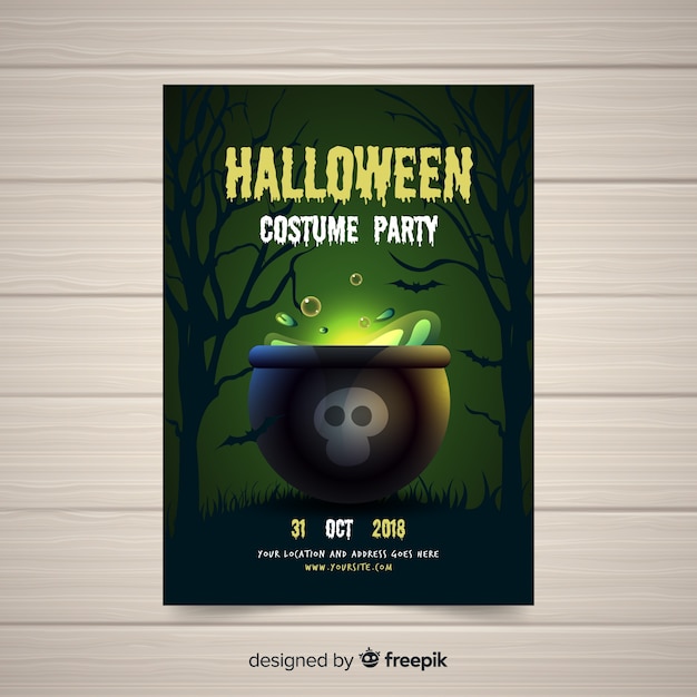 Modèle D'affiche De Fête Halloween Moderne Avec Un Design Réaliste