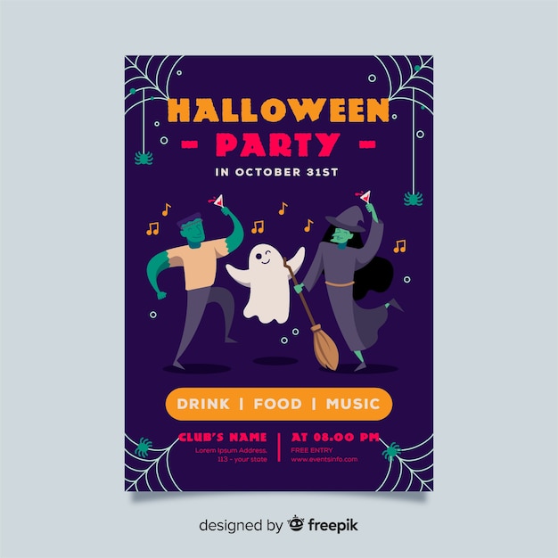 Modèle D'affiche Fête Halloween Plat