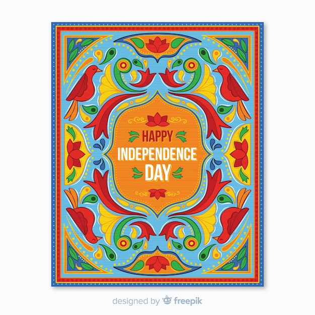 Vecteur gratuit modèle d'affiche de la fête de l'indépendance indienne