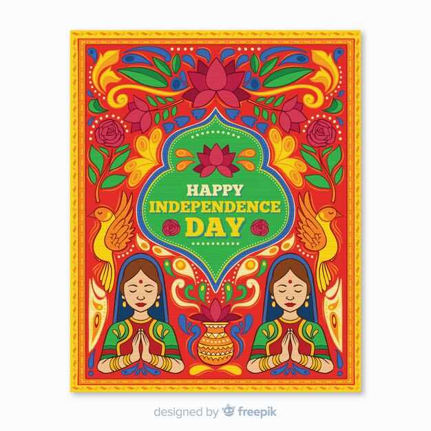 Modèle d&#39;affiche de la fête de l&#39;indépendance indienne