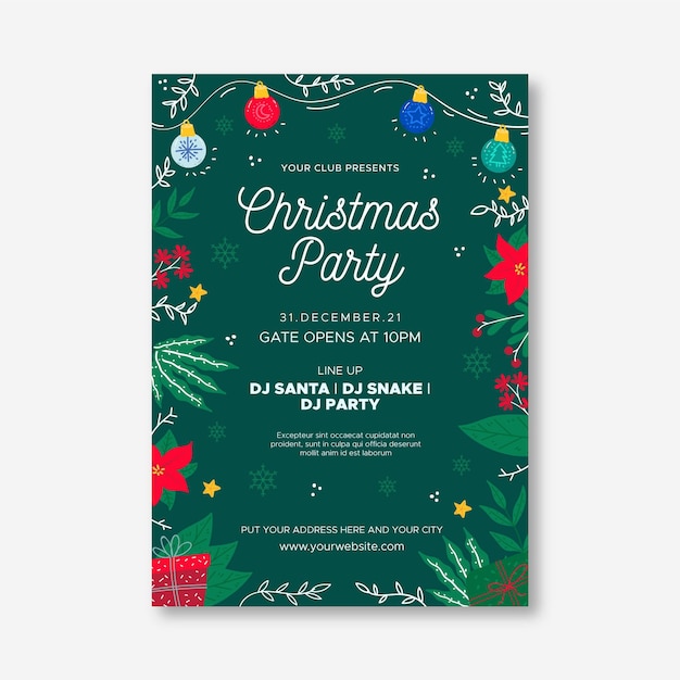 Modèle D'affiche De Fête De Noël Design Plat