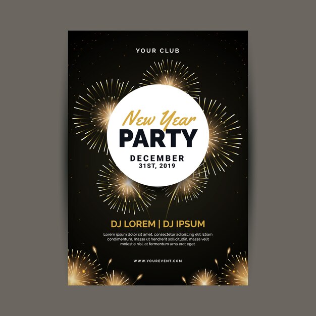 Modèle d'affiche de fête plat nouvel an 2020