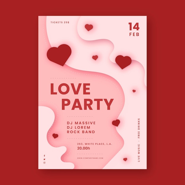 Vecteur gratuit modèle d'affiche de fête de la saint-valentin