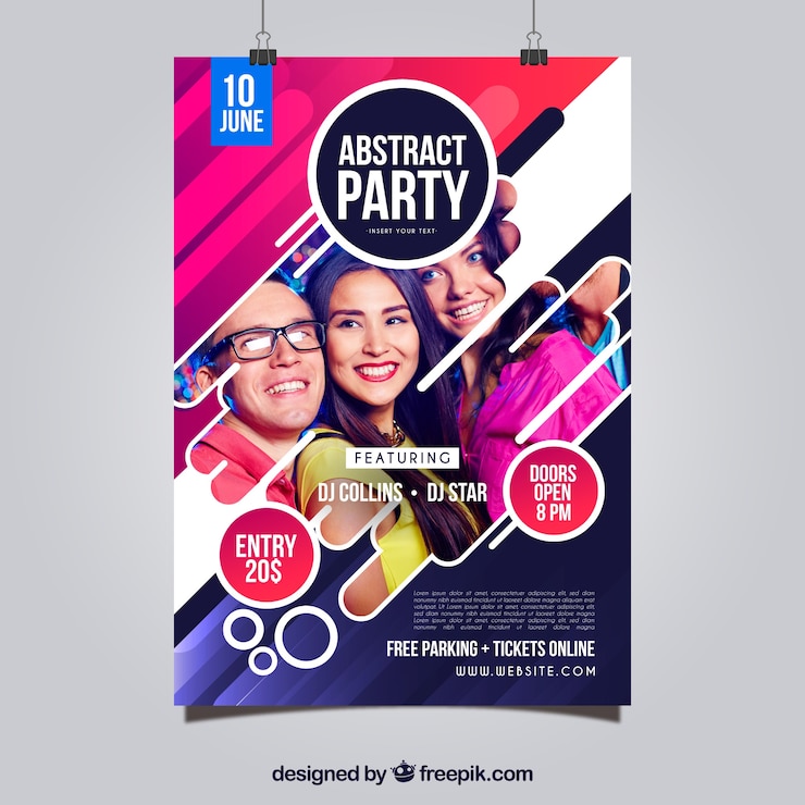Vecteur gratuit modèle d&#39;affiche de fête avec style abstrait