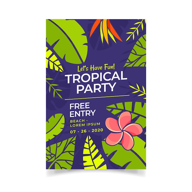 Modèle D'affiche De Fête Tropicale