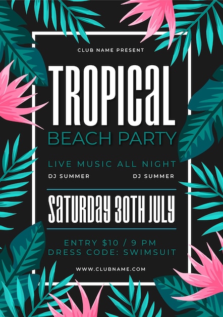 Modèle D'affiche De Fête Tropicale