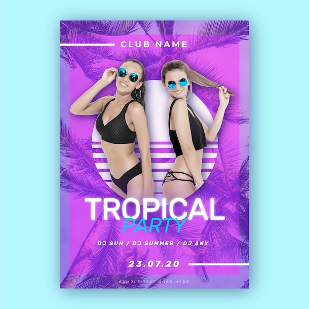 Vecteur gratuit modèle d'affiche de fête tropicale