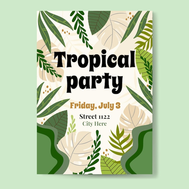 Vecteur gratuit modèle d'affiche de fête tropicale