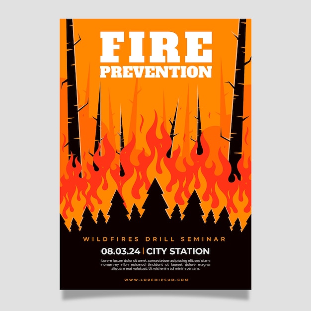 Vecteur gratuit modèle d'affiche de feu de forêt dessiné à la main