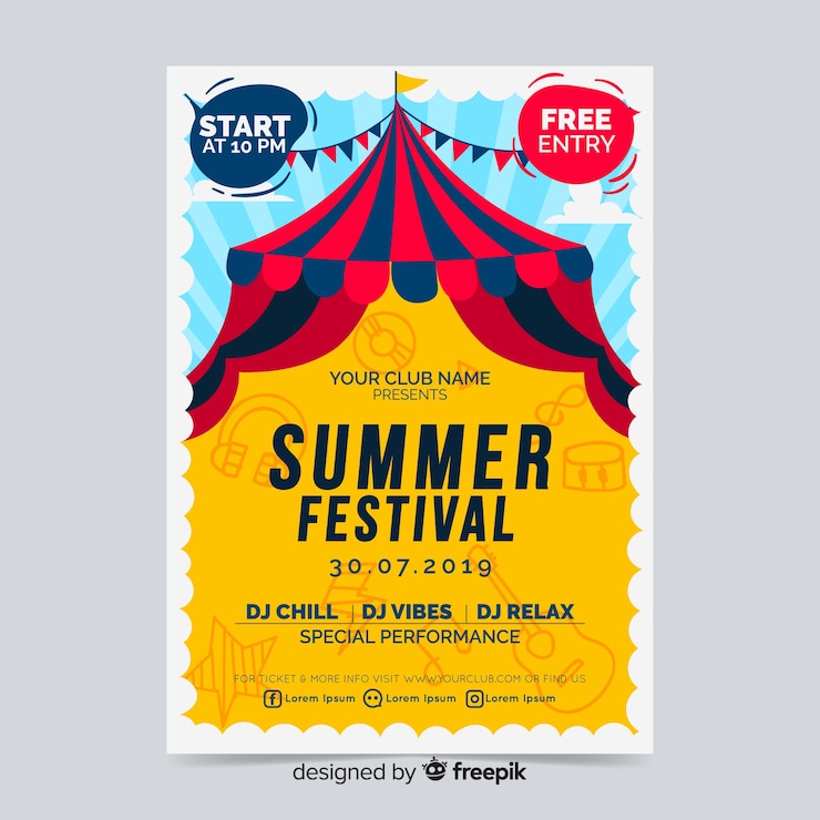 Vecteur gratuit modèle d'affiche ou de flyer du festival