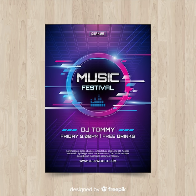 Modèle D'affiche Glitch Music Festival