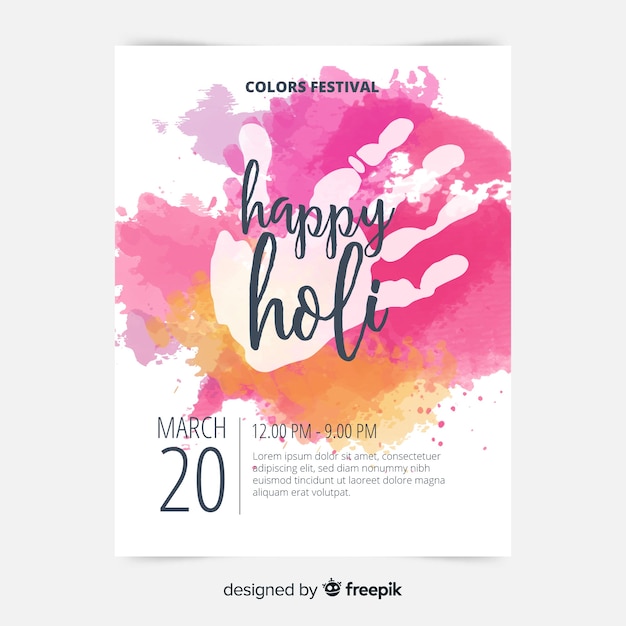 Modèle D'affiche Holi Handprint