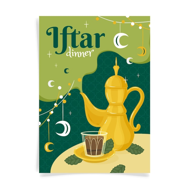 Vecteur gratuit modèle d'affiche iftar dessiné à la main