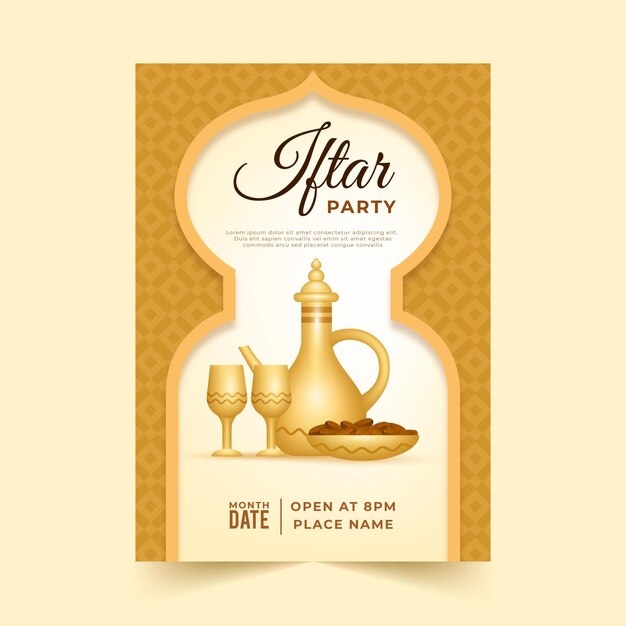 Modèle d'affiche iftar réaliste