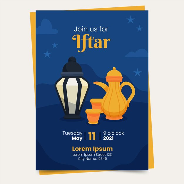 Modèle D'affiche Iftar Vertical Dessiné à La Main