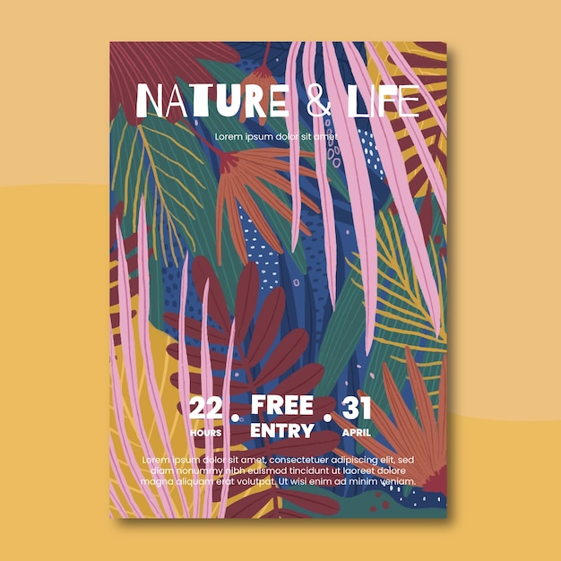 Vecteur gratuit modèle d'affiche illustré de nature tropicale