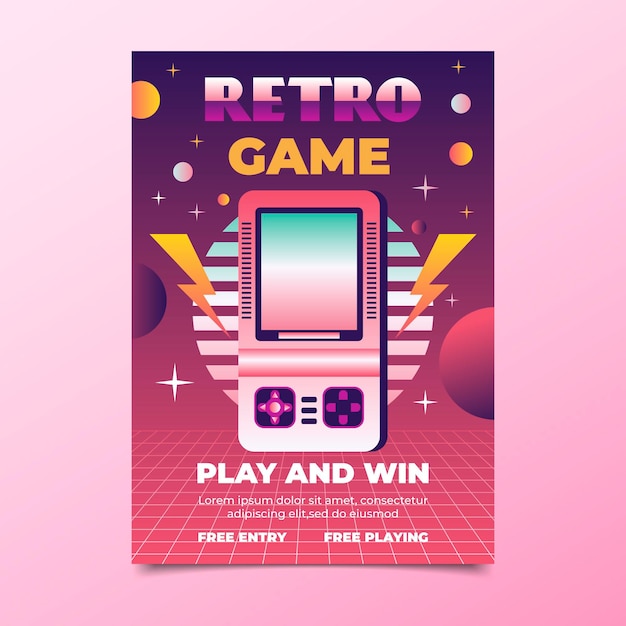 Vecteur gratuit modèle d'affiche de jeu rétro