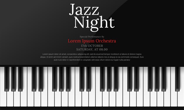 Modèle d'affiche de la journée internationale du jazz avec piano