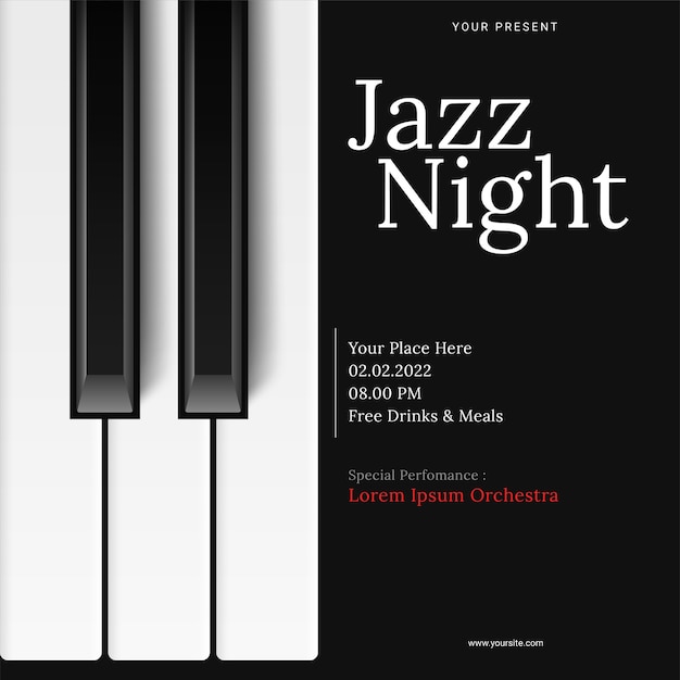 Vecteur gratuit modèle d'affiche de la journée internationale du jazz avec piano