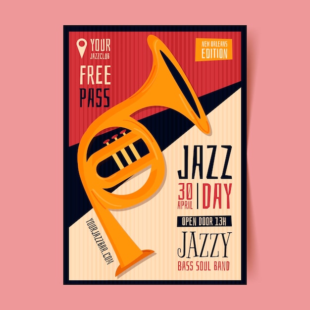 Modèle D'affiche De La Journée Internationale Du Jazz Plat Organique