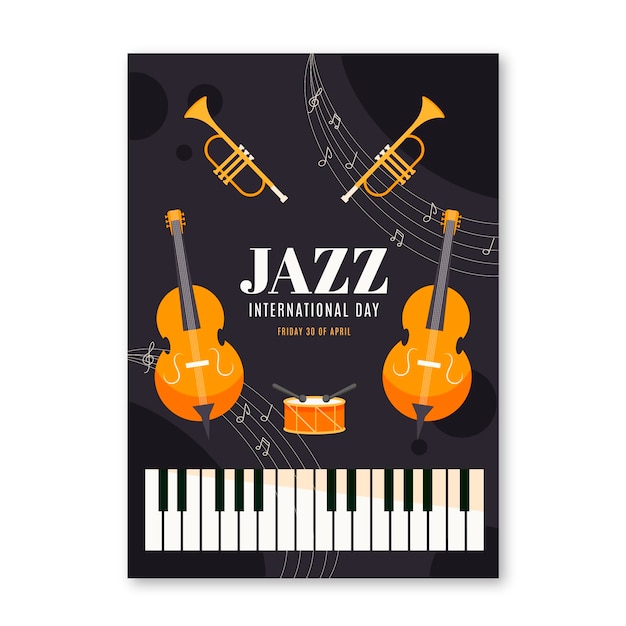 Modèle D'affiche De La Journée Internationale Du Jazz Plat