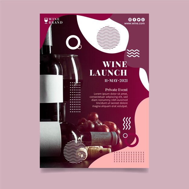 Modèle d'affiche de lancement de vin