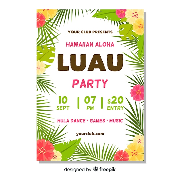 Modèle D'affiche Luau Cadre Floral