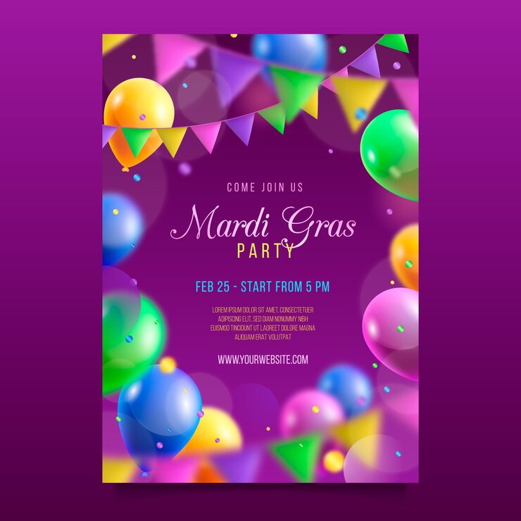 Vecteur gratuit modèle d'affiche de mardi gras réaliste