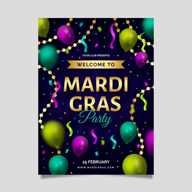 Modèle d'affiche de mardi gras