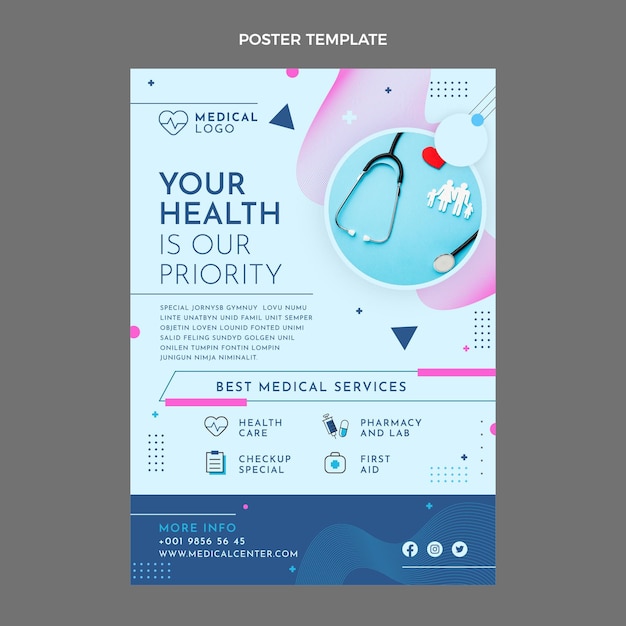 Vecteur gratuit modèle d'affiche médicale de style plat