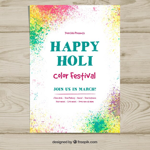 Modèle d'affiche moderne pour le festival holi