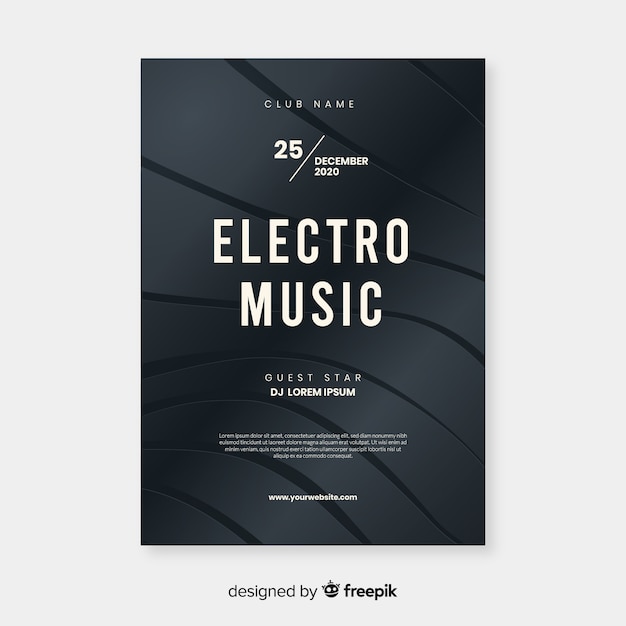 Vecteur gratuit modèle d'affiche de musique électronique abstrait effet 3d