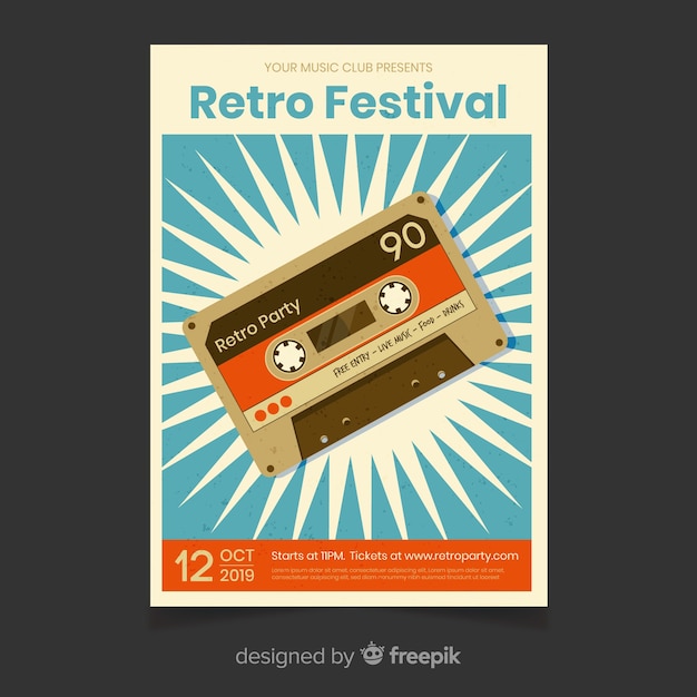 Modèle D'affiche De Musique Festival Rétro