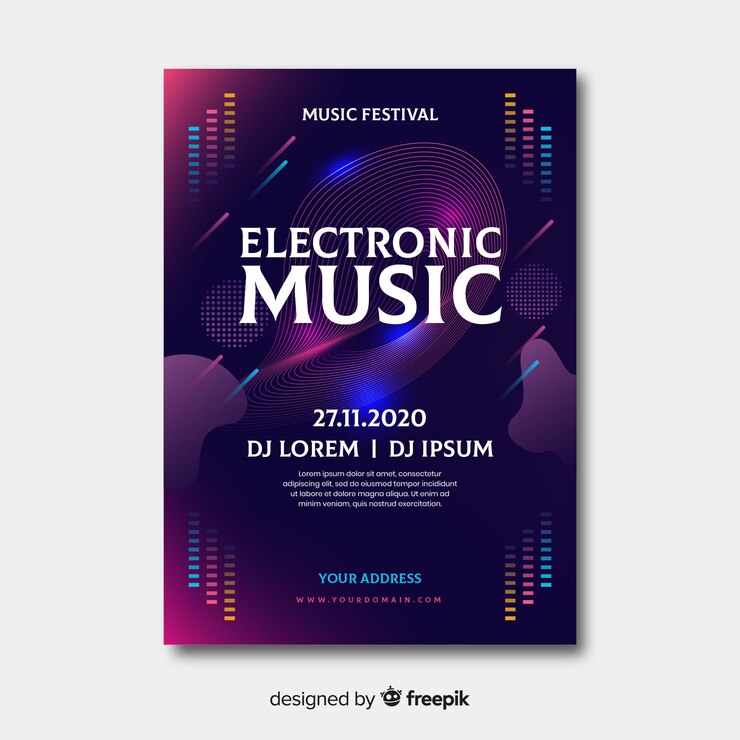 Vecteur gratuit modèle d'affiche musique vagues abstraites