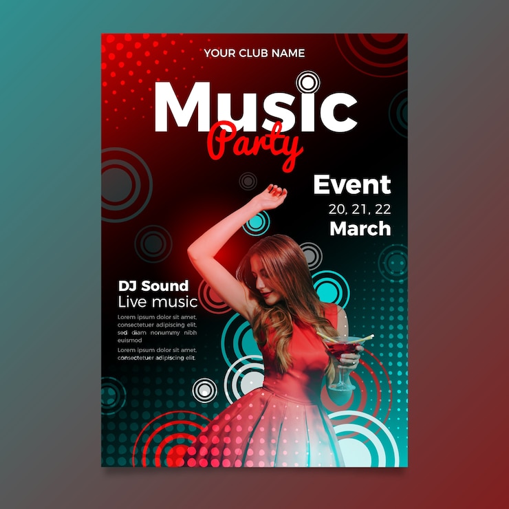 Vecteur gratuit modèle d'affiche de musique