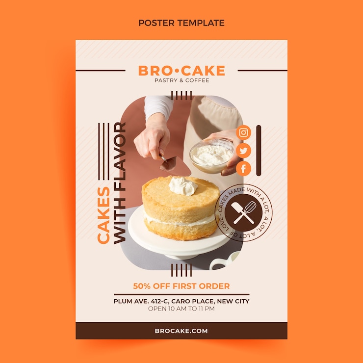 Vecteur gratuit modèle d'affiche de nourriture design plat