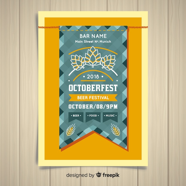 Modèle D'affiche Oktoberfest Avec Un Design Plat