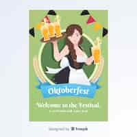 Vecteur gratuit modèle d'affiche oktoberfest avec un design plat