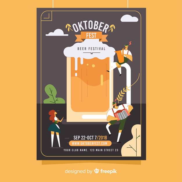 Modèle D'affiche Oktoberfest Avec Un Design Plat