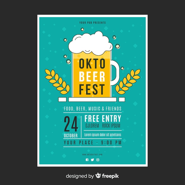 Modèle D'affiche Oktoberfest Design Plat