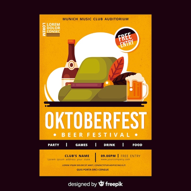 Modèle D'affiche Oktoberfest Design Plat