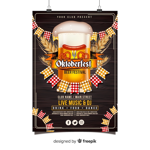 Modèle D'affiche Oktoberfest Avec Un Design Réaliste