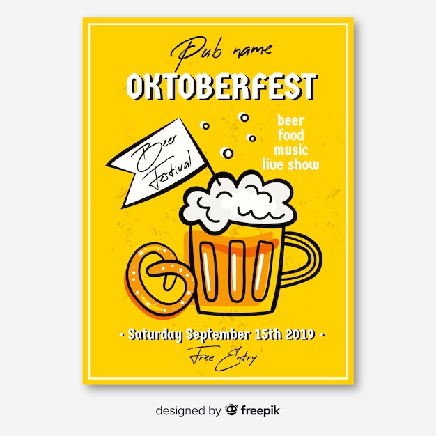 Modèle D'affiche Oktoberfest Dessiné à La Main