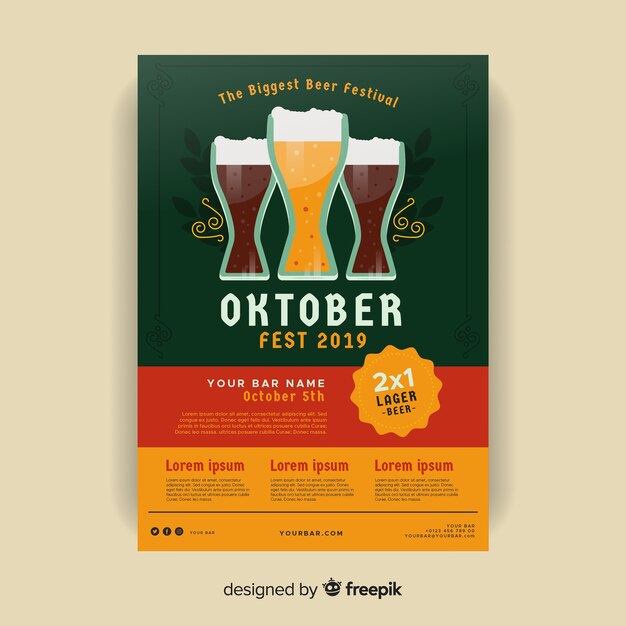 Modèle D'affiche Oktoberfest Dessiné à La Main