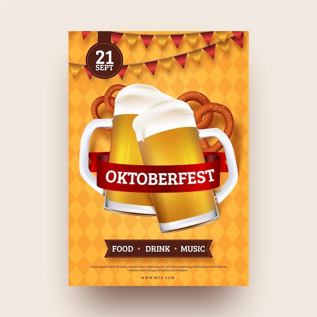 Vecteur gratuit modèle d'affiche oktoberfest réaliste